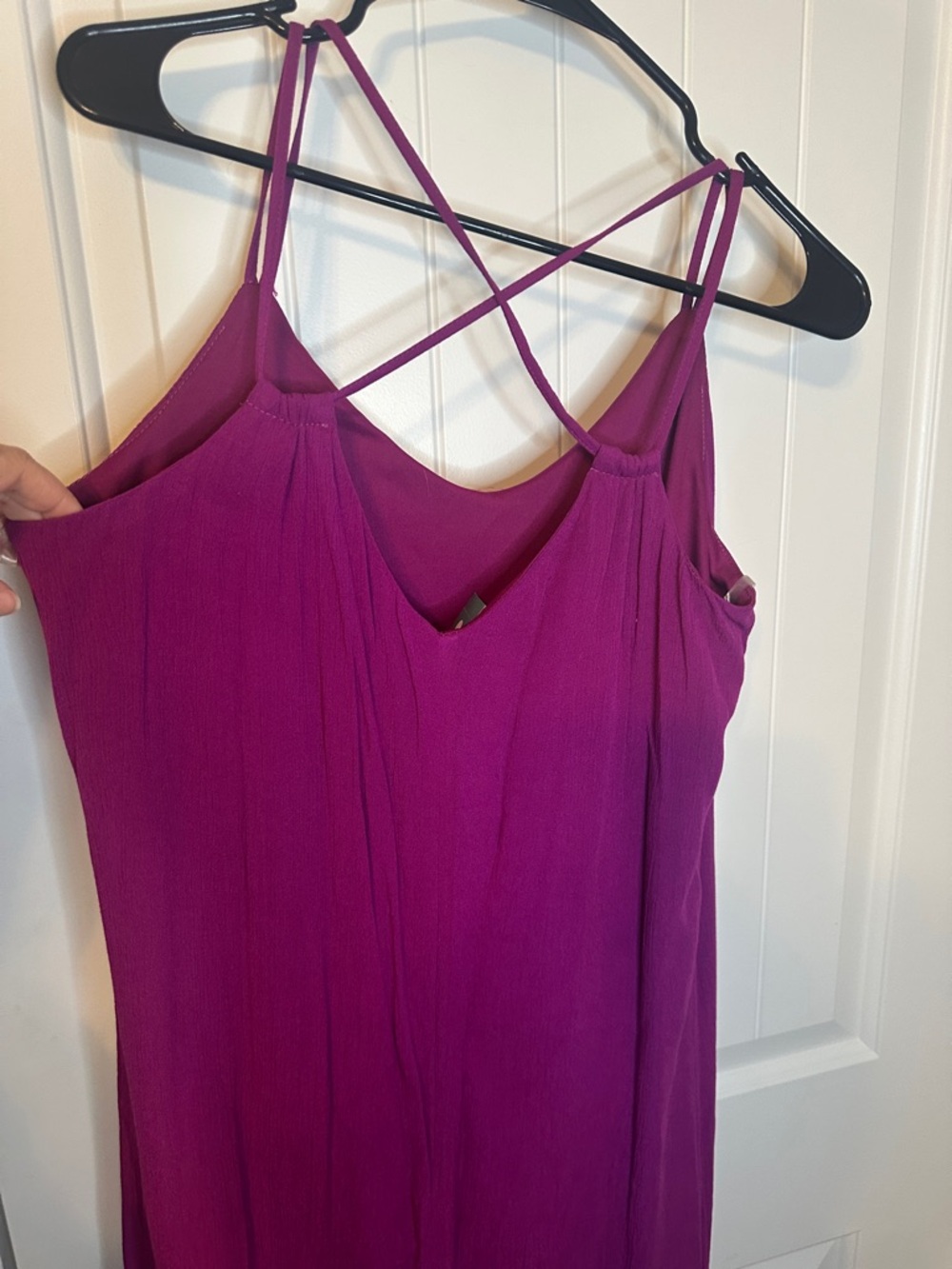 Women's Fuchsia Strappy Midi Dress with Fringe Hem new NWT beach boho hippie - Picture 4 of 6